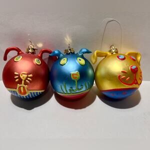Department 56 vintage blown glass dog ornaments NWOT